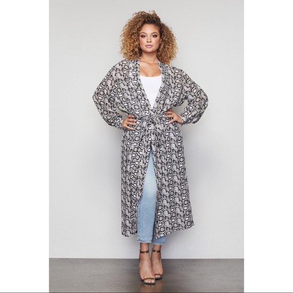 Good American The Sheer Snake Skin Maxi Robe US 0 - Picture 5 of 13